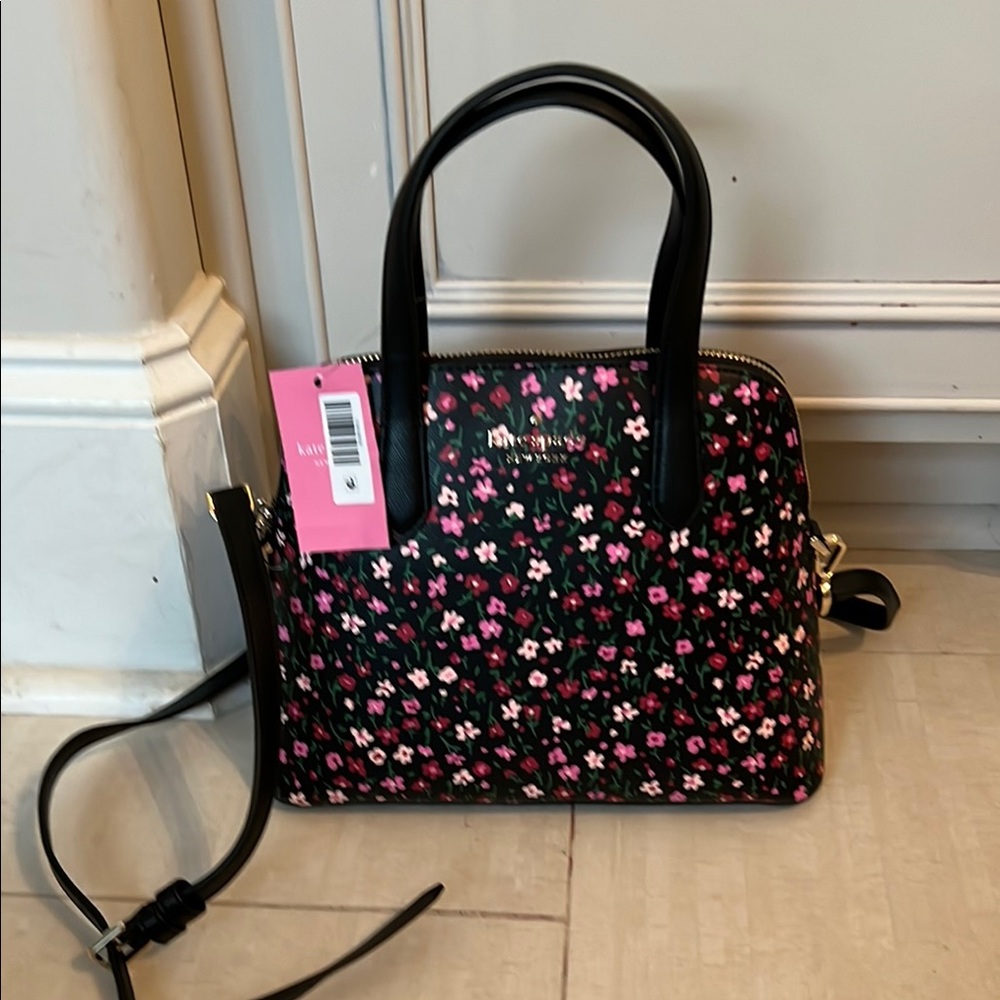 Kate Spade Black and Pink Floral Satchel